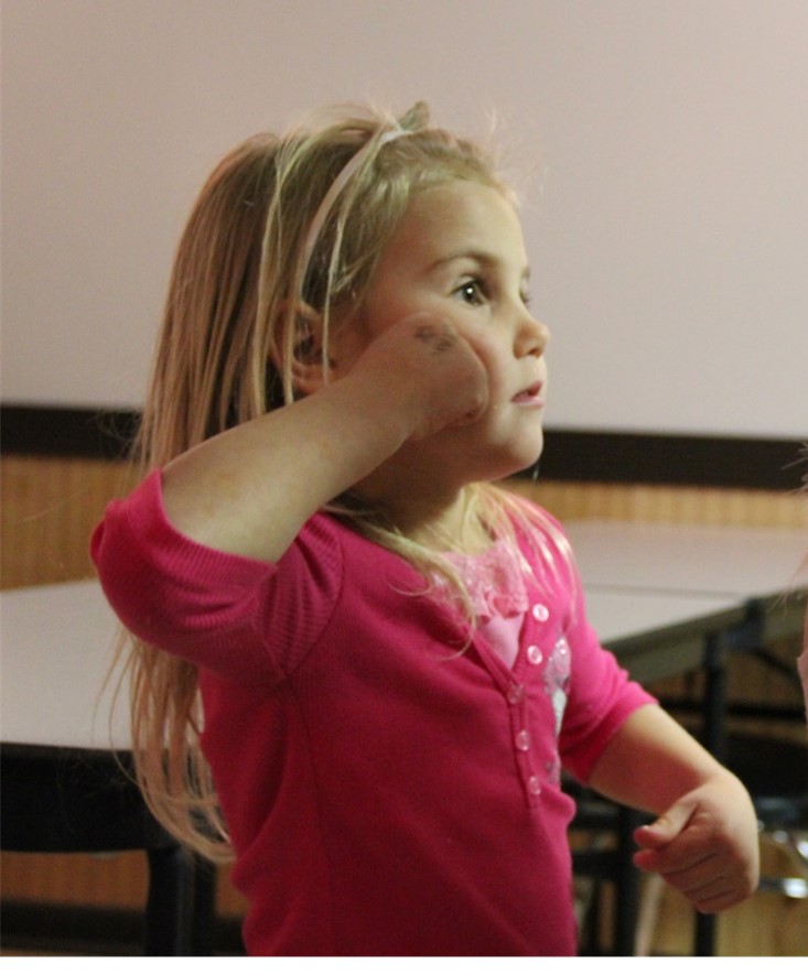 Learning Sign Language Little girl learning sign language