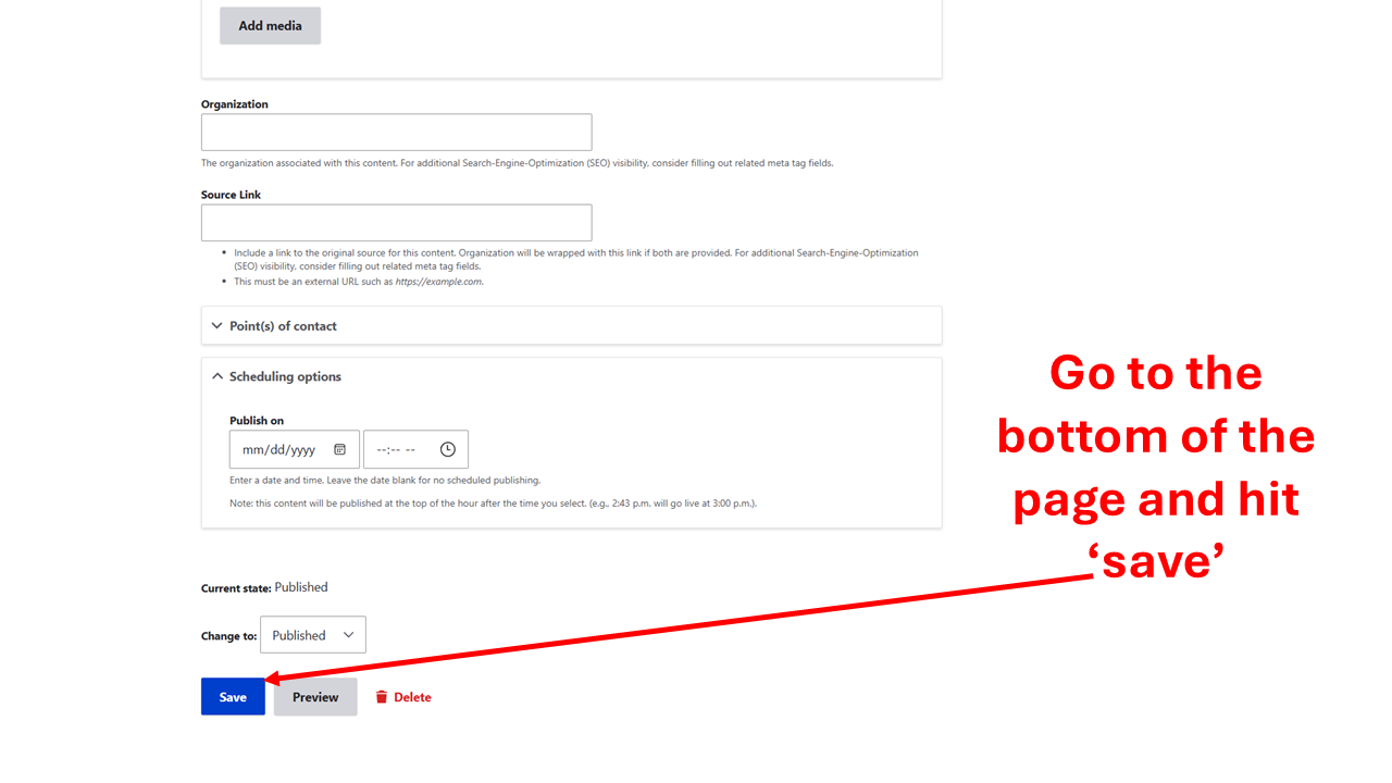 click save to save link