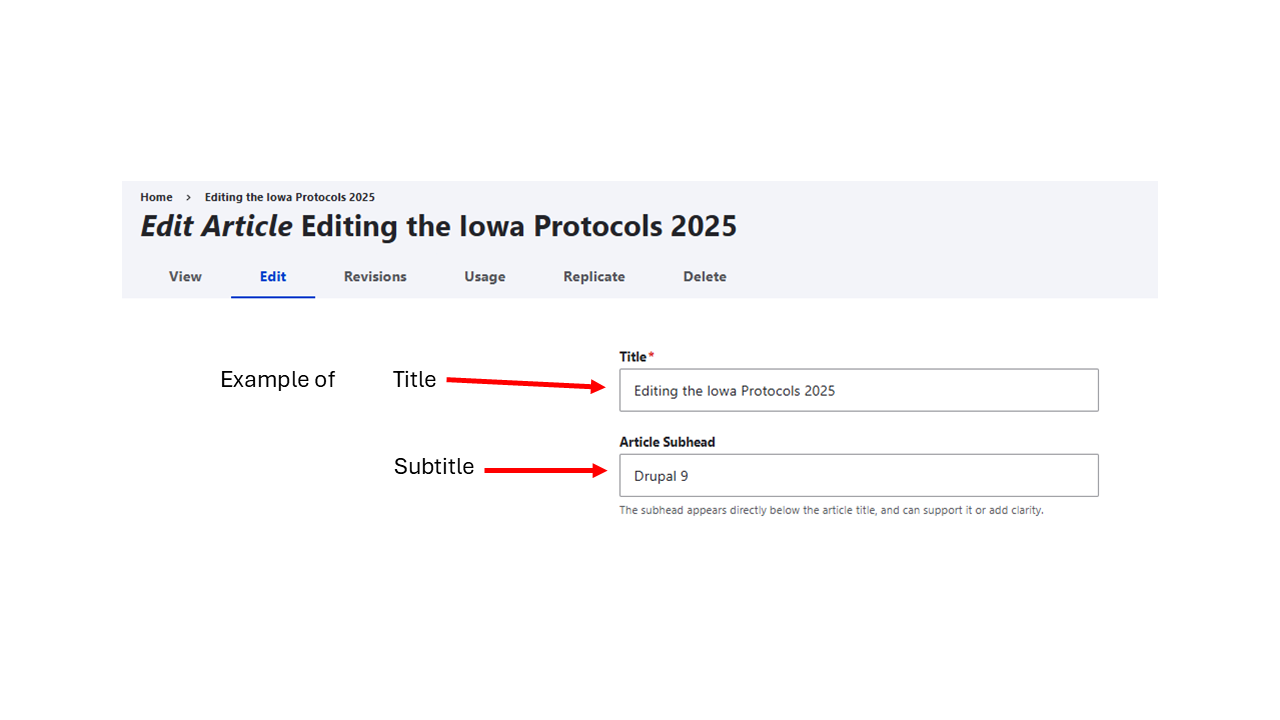 title editing example