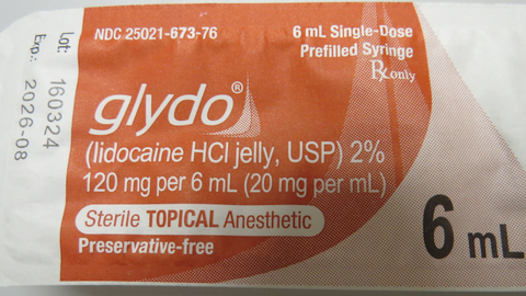 glydo® lidocaine 2% HCL jelly, USP 6 ml (120mg per 6 mL) (20 mg per mL)