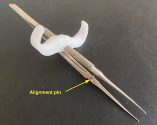 Surgical wings ergonomic attachment for surgical forceps can be used as just a single attachment on the forceps with an alignment pin to decrease hand discomfort and fatigue
