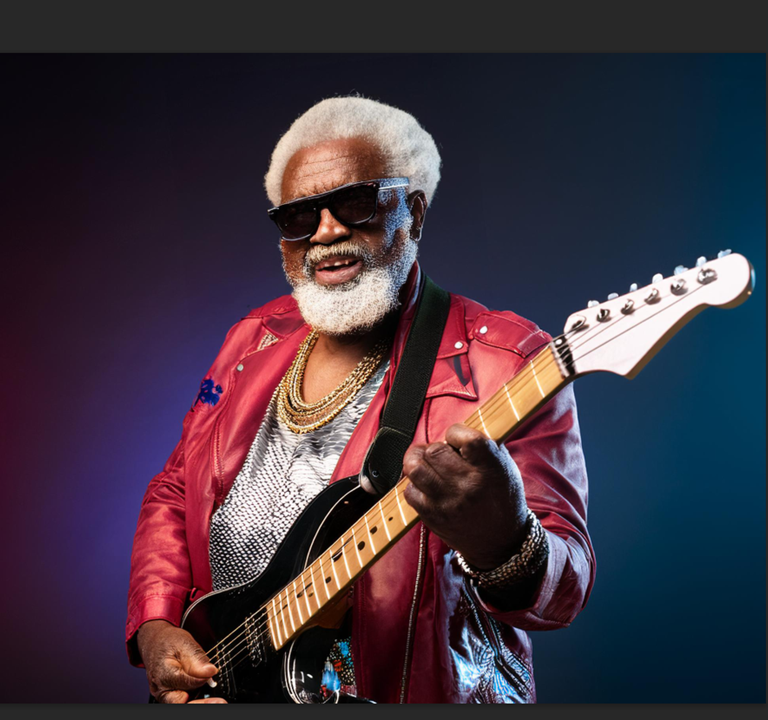 AI generated image of elderly guitar player