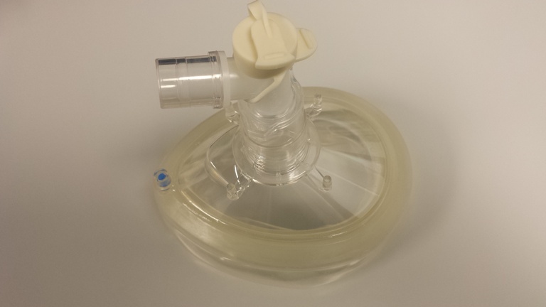 here it is connected to a mask for mask ventilation. The other end will fit the vent tubing.