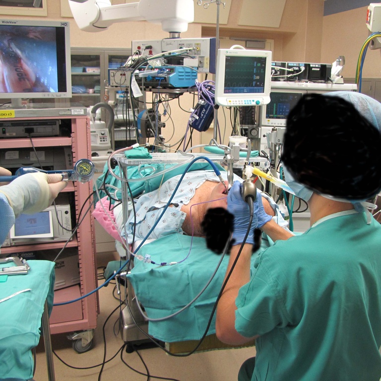  room set up with endoscopy during balloon dilation